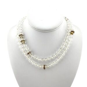 J. Crew Clear and Gold Beaded Necklace
